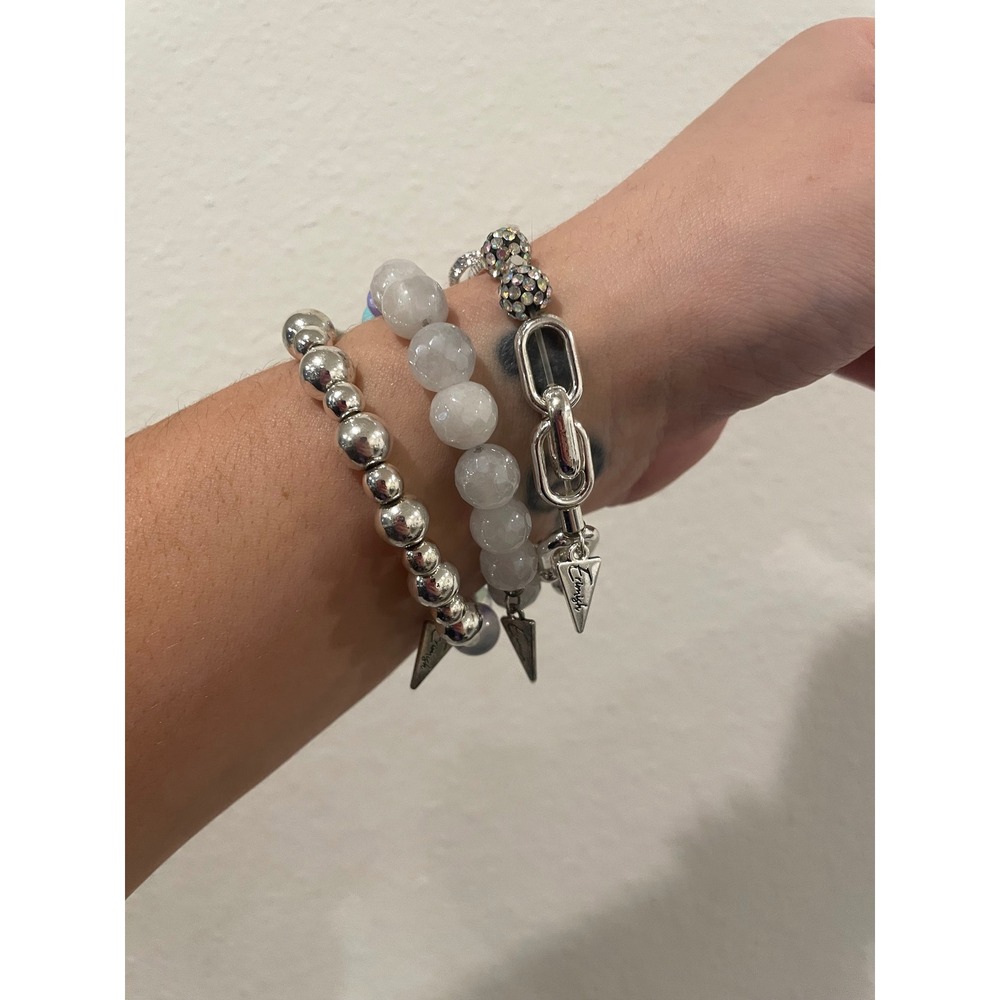 Erimish Beaded Bracelet Stack Silver Turquoise St… - image 2